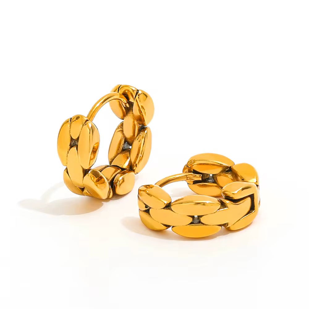 Waterproof 18K Gold Chain Huggie Earrings