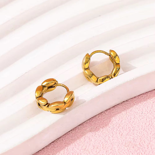 Waterproof 18K Gold Chain Huggie Earrings